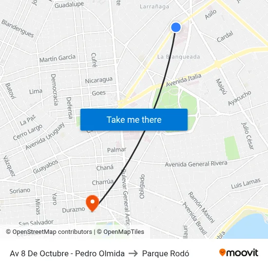 Av 8 De Octubre - Pedro Olmida to Parque Rodó map