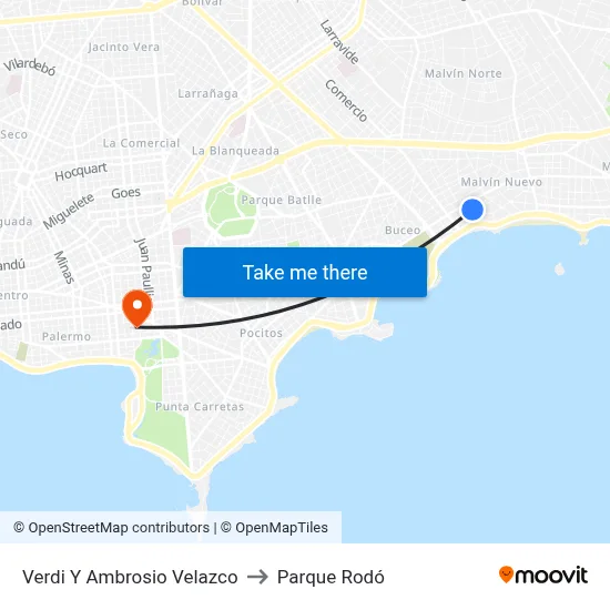 Verdi Y Ambrosio Velazco to Parque Rodó map