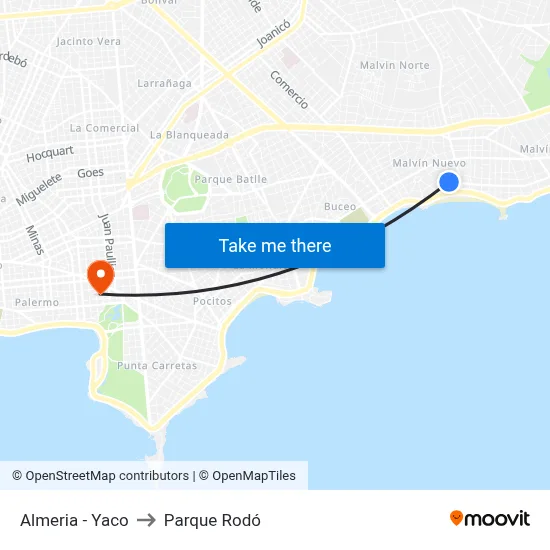 Almeria - Yaco to Parque Rodó map