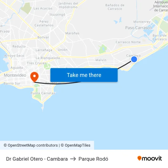 Dr Gabriel Otero - Cambara to Parque Rodó map