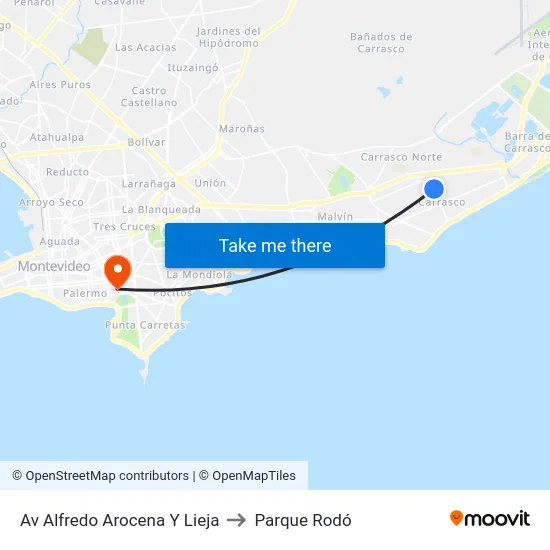 Av Alfredo Arocena Y Lieja to Parque Rodó map