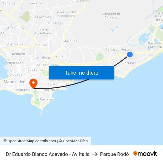Dr Eduardo Blanco Acevedo - Av Italia to Parque Rodó map