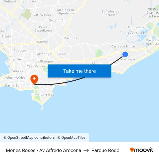 Mones Roses - Av Alfredo Arocena to Parque Rodó map