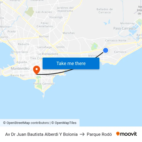 Av Dr Juan Bautista Alberdi Y Bolonia to Parque Rodó map