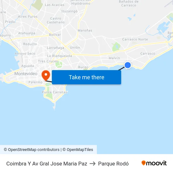 Coimbra Y Av Gral Jose Maria Paz to Parque Rodó map