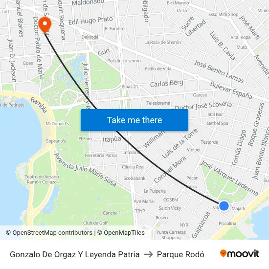 Gonzalo De Orgaz Y Leyenda Patria to Parque Rodó map