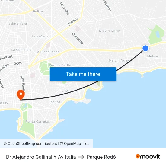 Dr Alejandro Gallinal Y Av Italia to Parque Rodó map
