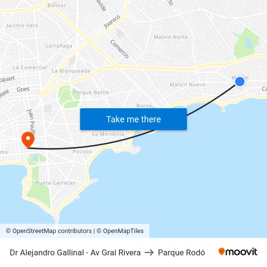 Dr Alejandro Gallinal - Av Gral Rivera to Parque Rodó map