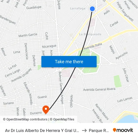 Av Dr Luis Alberto De Herrera Y Gral Urquiza to Parque Rodó map