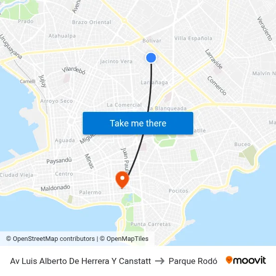 Av Luis Alberto De Herrera Y Canstatt to Parque Rodó map