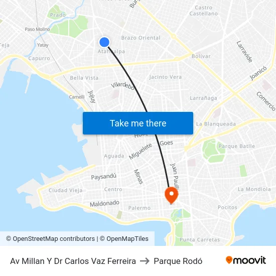 Av Millan Y Dr Carlos Vaz Ferreira to Parque Rodó map