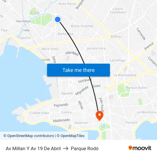 Av Millan Y Av 19 De Abril to Parque Rodó map