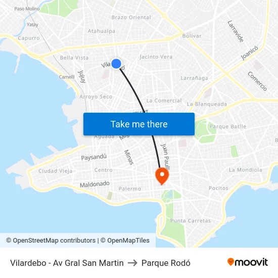 Vilardebo - Av Gral San Martin to Parque Rodó map