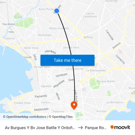 Av Burgues Y Bv Jose Batlle Y Ordoñez to Parque Rodó map