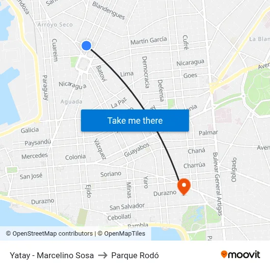 Yatay - Marcelino Sosa to Parque Rodó map