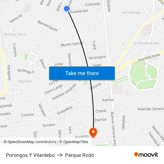 Porongos Y Vilardebo to Parque Rodó map