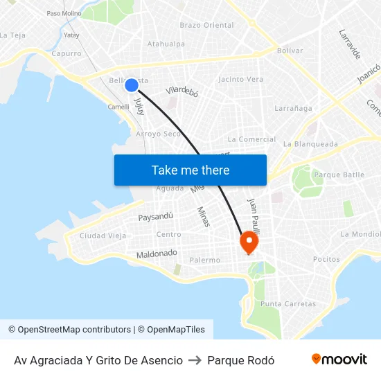 Av Agraciada Y Grito De Asencio to Parque Rodó map