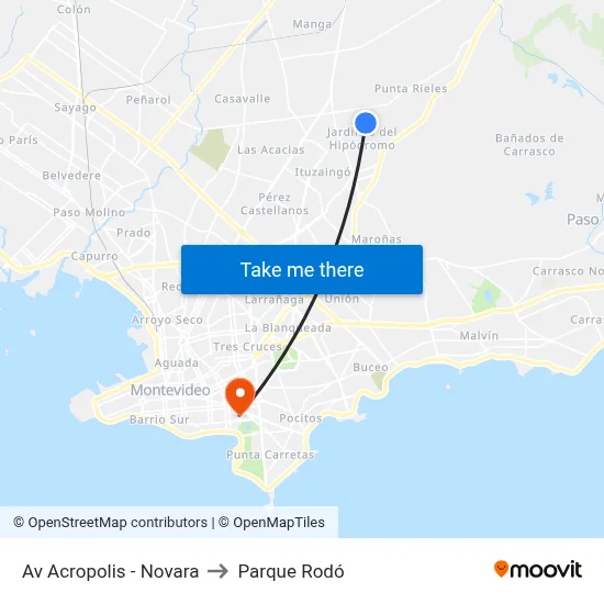 Av Acropolis - Novara to Parque Rodó map
