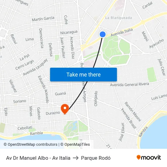 Av Dr Manuel Albo - Av Italia to Parque Rodó map