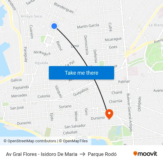 Av Gral Flores - Isidoro De Maria to Parque Rodó map