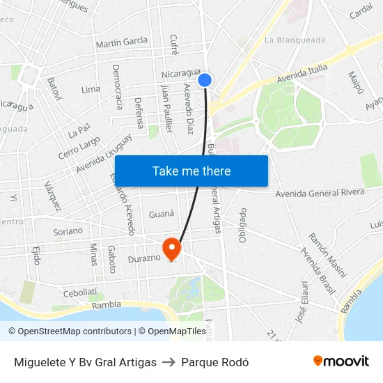Miguelete Y Bv Gral Artigas to Parque Rodó map