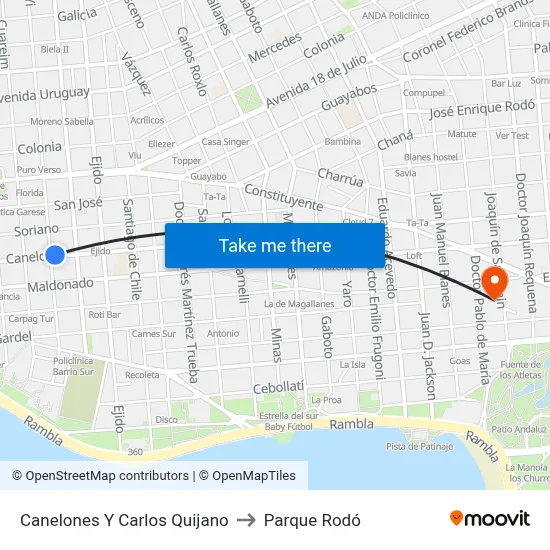Canelones Y Carlos Quijano to Parque Rodó map