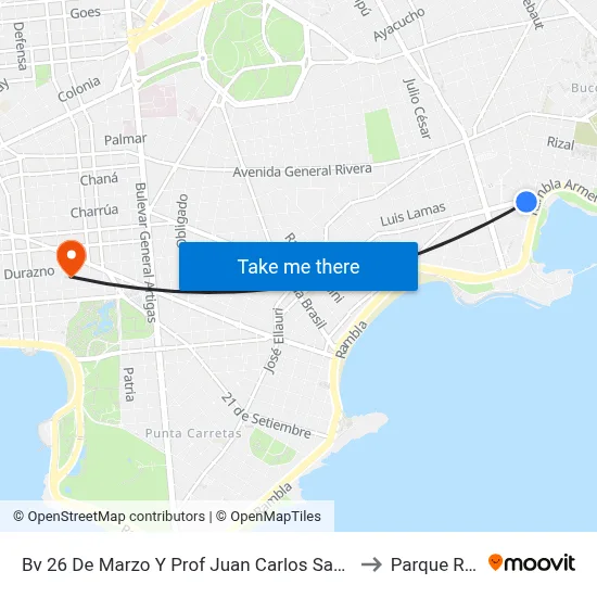 Bv 26 De Marzo Y Prof Juan Carlos Sabat Pebet to Parque Rodó map