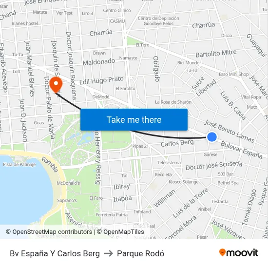 Bv España Y Carlos Berg to Parque Rodó map