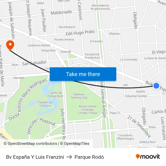 Bv España Y Luis Franzini to Parque Rodó map