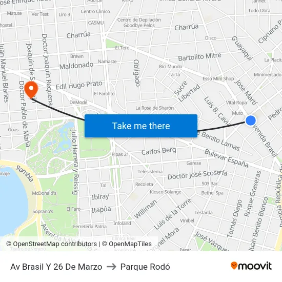 Av Brasil Y 26 De Marzo to Parque Rodó map