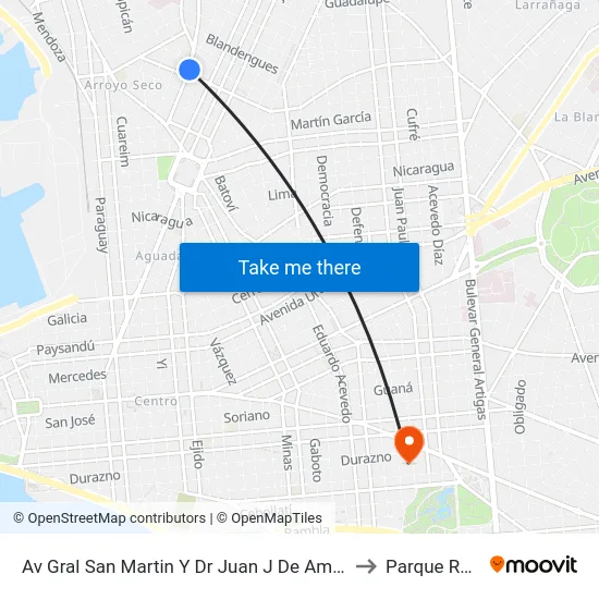 Av Gral San Martin Y Dr Juan J De Amezaga to Parque Rodó map
