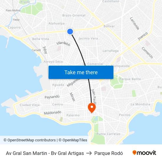 Av Gral San Martin - Bv Gral Artigas to Parque Rodó map