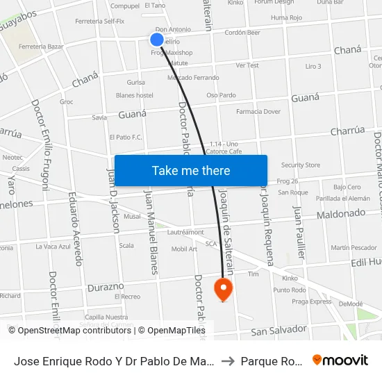 Jose Enrique Rodo Y Dr Pablo De Maria to Parque Rodó map