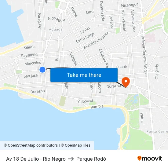 Av 18 De Julio - Rio Negro to Parque Rodó map