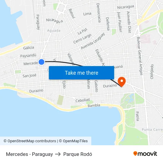 Mercedes - Paraguay to Parque Rodó map
