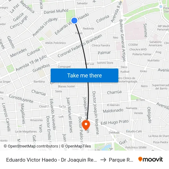 Eduardo Victor Haedo - Dr Joaquin Requena to Parque Rodó map