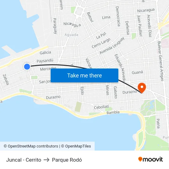 Juncal - Cerrito to Parque Rodó map