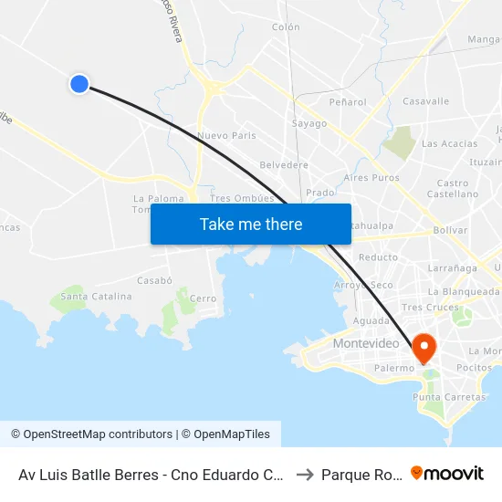 Av Luis Batlle Berres - Cno Eduardo Cayota to Parque Rodó map
