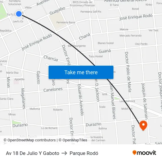 Av 18 De Julio Y Gaboto to Parque Rodó map