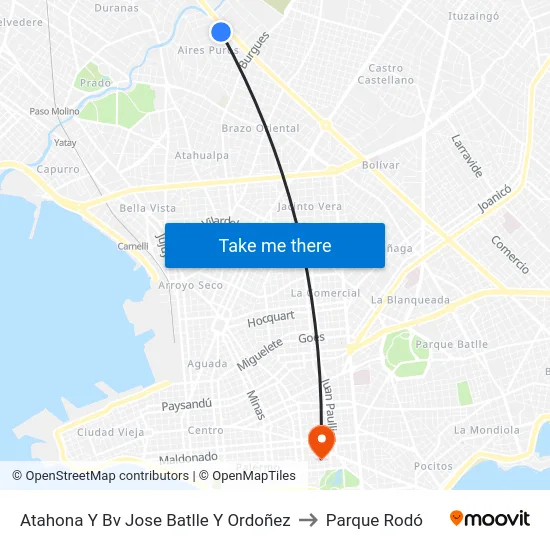 Atahona Y Bv Jose Batlle Y Ordoñez to Parque Rodó map