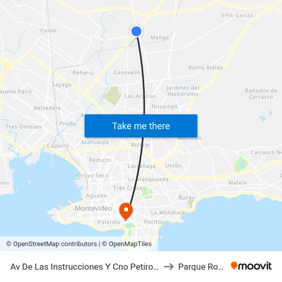 Av De Las Instrucciones Y Cno Petirossi to Parque Rodó map