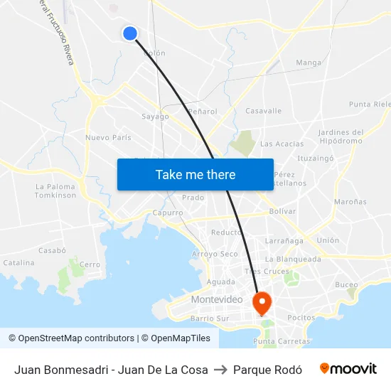 Juan Bonmesadri - Juan De La Cosa to Parque Rodó map