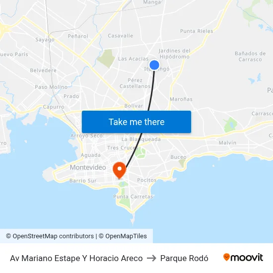 Av Mariano Estape Y Horacio Areco to Parque Rodó map
