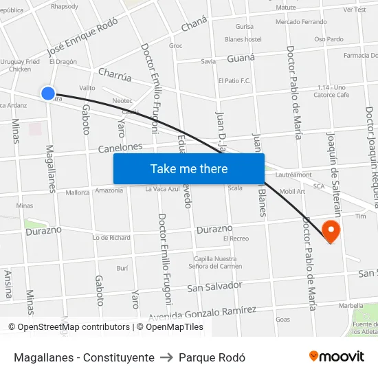 Magallanes - Constituyente to Parque Rodó map