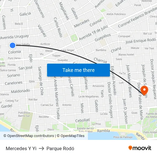 Mercedes Y Yi to Parque Rodó map