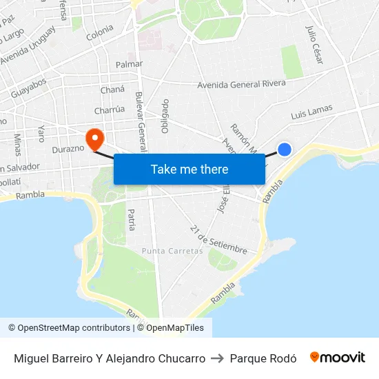 Miguel Barreiro Y Alejandro Chucarro to Parque Rodó map
