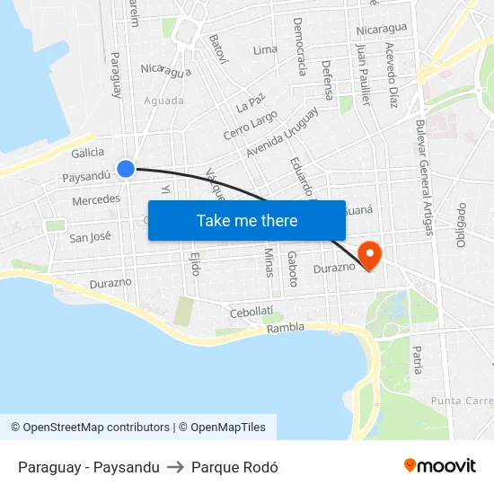 Paraguay - Paysandu to Parque Rodó map