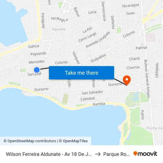 Wilson Ferreira Aldunate - Av 18 De Julio to Parque Rodó map