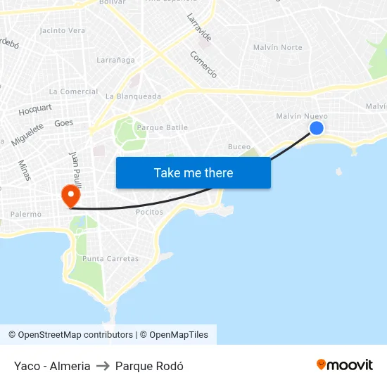 Yaco - Almeria to Parque Rodó map