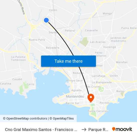 Cno Gral Maximo Santos - Francisco Alvarez to Parque Rodó map